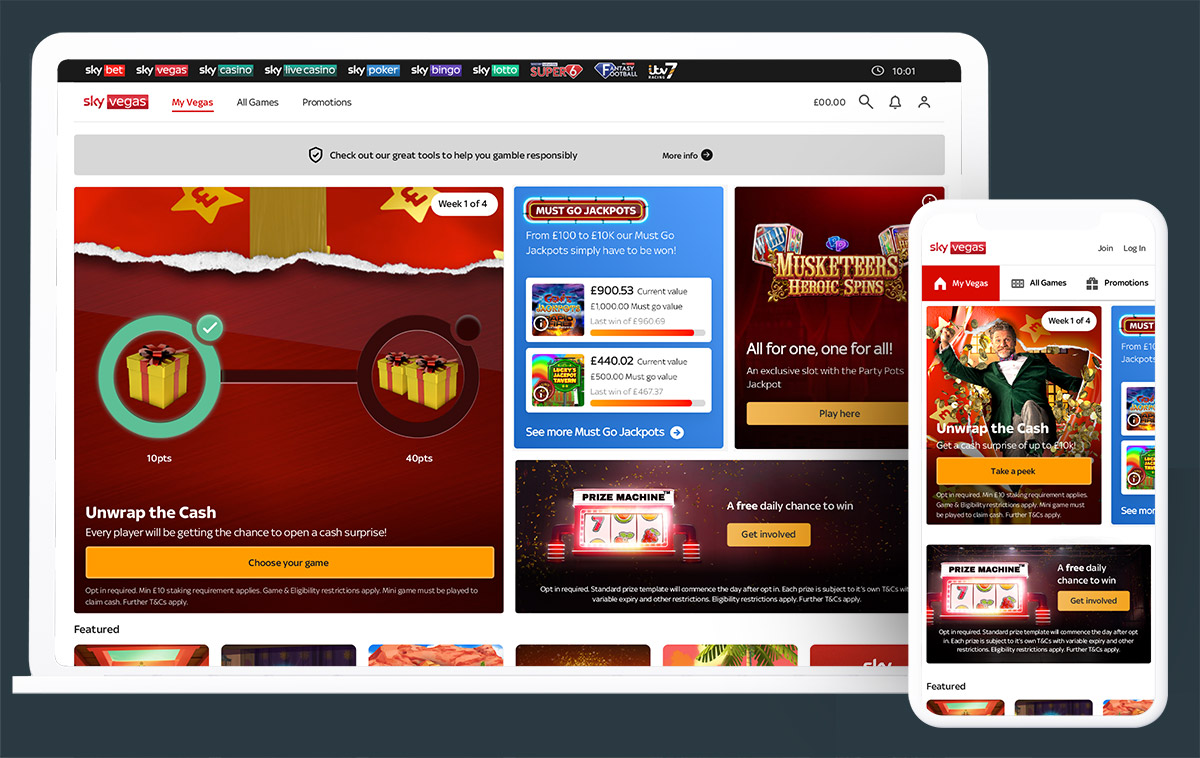 The final design of the homepage on desktop and mobile, showing the users progress through the promotion.